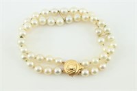 14k Gold And Pearl Double Bracelet