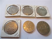 5 Canadian 50 Cent coins & 1972 dollar coin