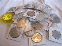 Bag of commemorative coins and tokens