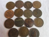 15 one penny coins