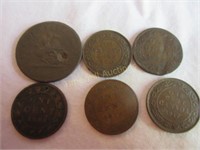 5 one cent Canadian coins