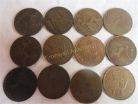 12 one penny coins
