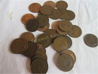 Approximately 33 half penny coins