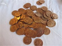 Approximately 71 half penny coins