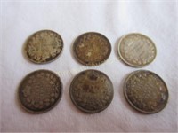 6 Canadian 5 cent coins