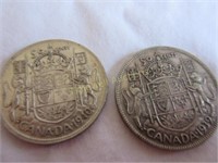 Two Canadian 50 cent coins 1940, 1939