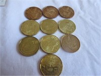 10 Canadian loonie coins
