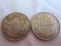 Two Canadian 50 cent coins 1953, 1945