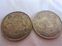 Two Canadian 50 cent coins 1946, 1949