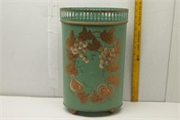 Tole Hand Painted Metal Trash Can