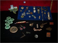 Lot of Vintage Pencils, Patches, Coins, Watches...