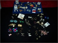 Lot of Jewelry, Pins, Clip On & Reg Earrings