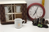 Gevalia Coffee Mugs, Clock and Owl Candle