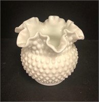 Fenton Hobnail Ruffled Edge Vase