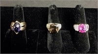 3 Gold Plated .925 Fashion Rings
