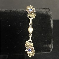 10K Yellow Gold Filled Bracelet with Blue Stones