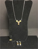 Selection of Sterling Silver Amber Jewelry