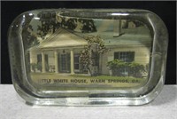 VNTG Glass Little White House Paper Weight Bar