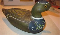 Hand Painted w/ Sticker Resin Duck Statue