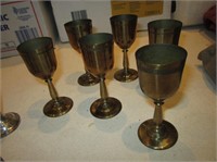 6 - 3.75" Brass Demitasse Cups w/ Cloth Storage