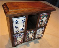 Wood & Ceramic Drawer Spice Cabinet