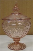 VNTG Pink Hue Depression Candy Glass Jar