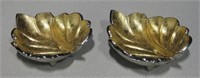 Silver & Gold Tone Leaf Form Metal Bowls 7"x6"x1"