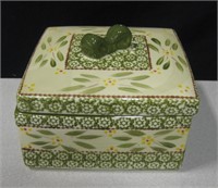Temp-Tations Co. Green Bow Tie Ceramic Lid Box