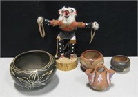 S.W. / N.A. Style Ceramic Bowls & Kachina Doll