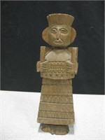 Wooden Carved Inca Styled Viracocha God Figure 6"H