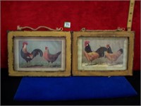 Lot of Two Vintage Pictures/German? with Chickens