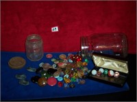 Lot of Old Buttons and Marbles/Little Jar