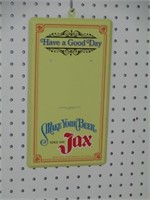 Jax Beer Calendar Back Tin 7x13