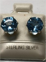 $150. S/Silver Blue Topaz Stud Earrings