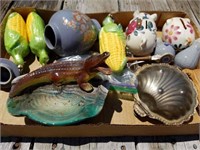 Pig Banks, Alligator, Shell Ring Dish, Vases