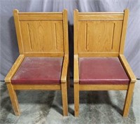 Lot of 2- Wooden Chairs w/ Leather Seating