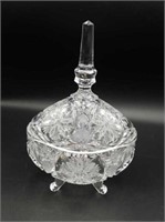 BEAUTIFUL CRYSTAL OVAL FOOTED CANDY DISH WITH