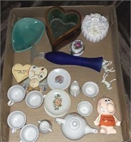 Flat of Mini Tea Set, Trinket Boxes,  Bowl, Glass
