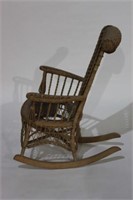 Antique Wicker Rocker with Damaged Seat