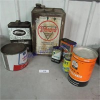 7 oil cans- Polarine, Sears, Gunk