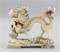 Chinese Hardstone Carved Dragon with Stand