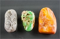 3 Assorted Chinese Hardstone Jade & Jadeite Items