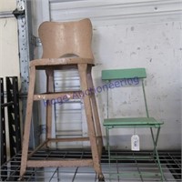 Metal stool & childs metal chair