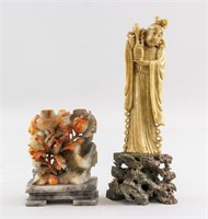 Two Assorted Chinese Hardstone Decorative Items