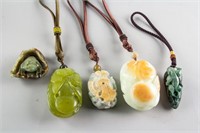 5 Assorted Chinese Hardstone and Jade Toggles