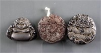 3 Assorted Chinese Hardstone Carved Pendants