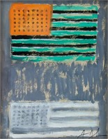 JASPER JOHNS USA b.1930  Gouache on Paper Flags