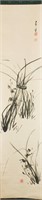 SHI FEI 1940s Japanese Ink on Paper Orchid Scroll