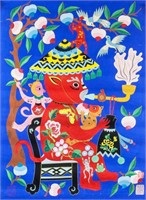 YAN YUZHEN Chinese b.1915 Watercolor Folk Art