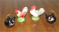 (Qty - 4) Rooster Salt & Pepper Shakers-